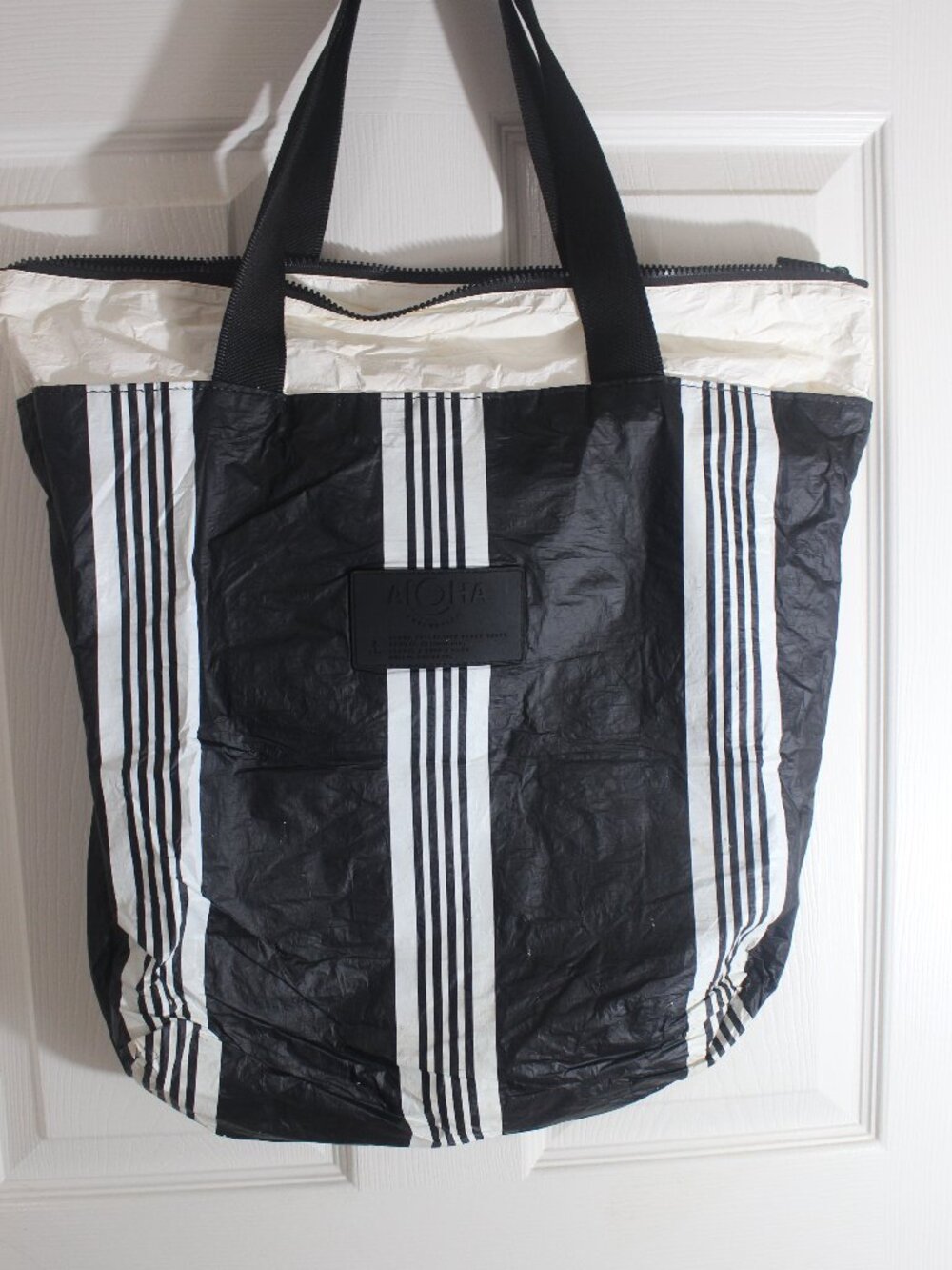 ALOHA Collection x Minuit à Paris Black & White Stripe Zip Tote